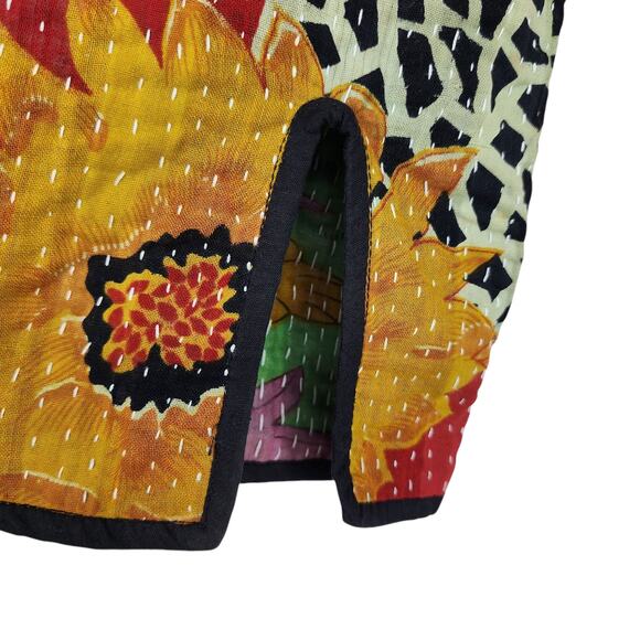 Camilla Costello Kantha Quilted Floral Bohemian Jacket Size Large - Picture 3 of 4
